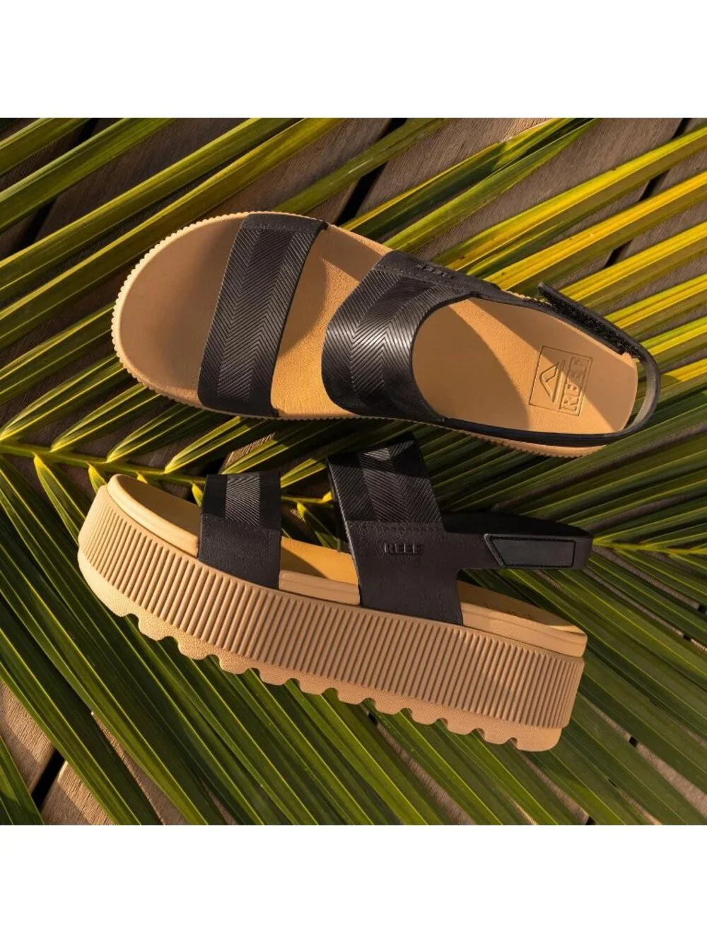 Women's Black Tan Water Vista Higher Open Toe Platform Wedge Casual Sandal Shoes